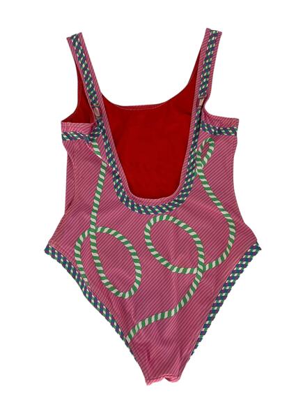 Hermes Alex Canoe-Print Jersey Swimsuit in Rose Pop - Picture 9 of 16